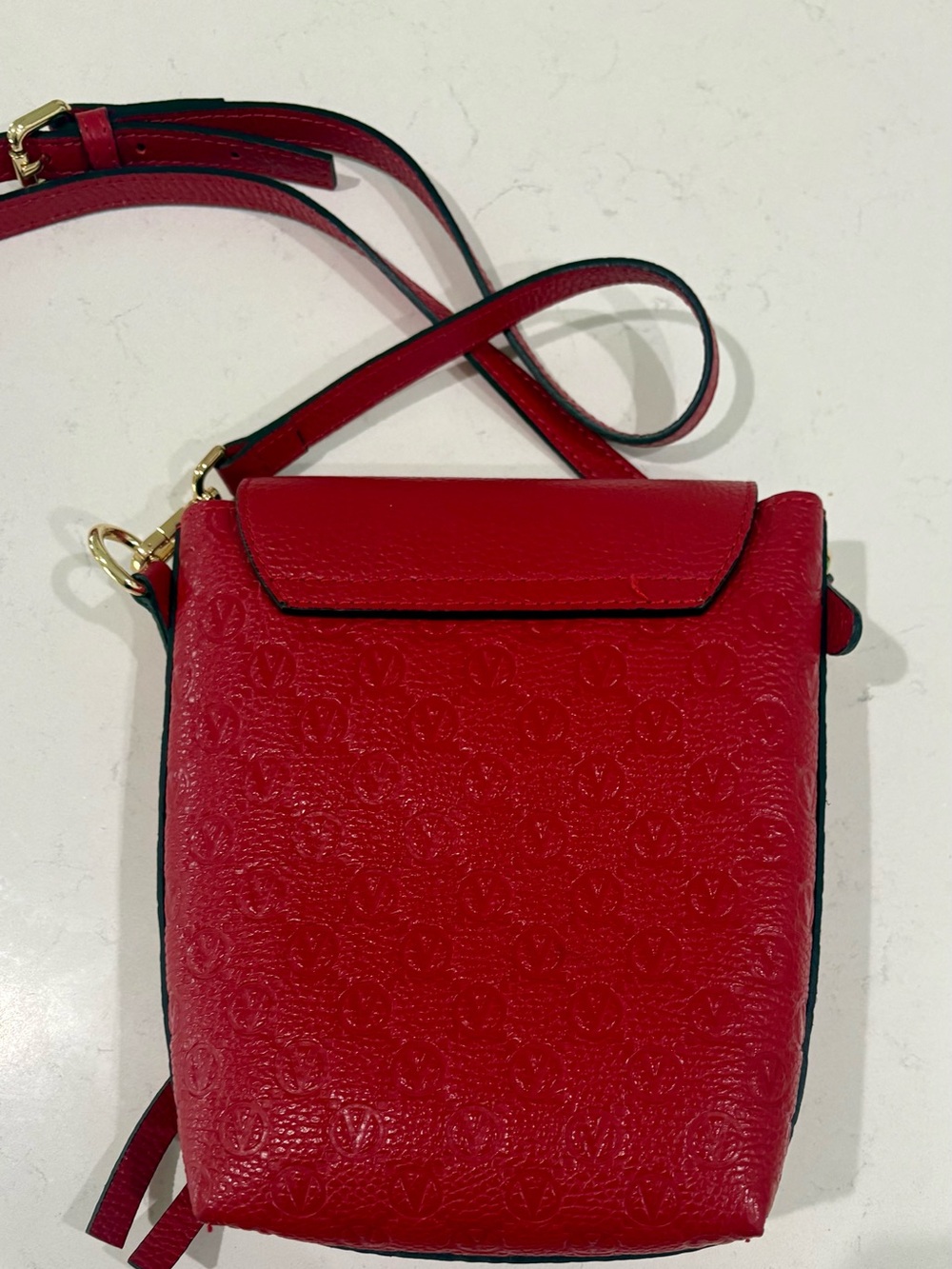 Valentino by Mario Valentino Salma Embossed Leather Crossbody Bag NWOT Red Italy - Picture 11 of 16